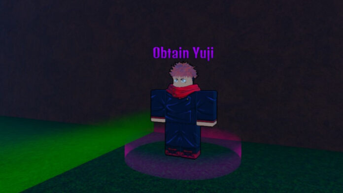 Feature image for our Ijul Piece 2 Tier List. Image shows a character standing with the words 'Obtain Yuji' above his head.