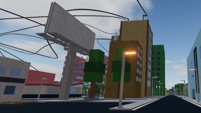 Feature image for our Realm Rampage Sukuna Guide. Image shows a street with large buildings.