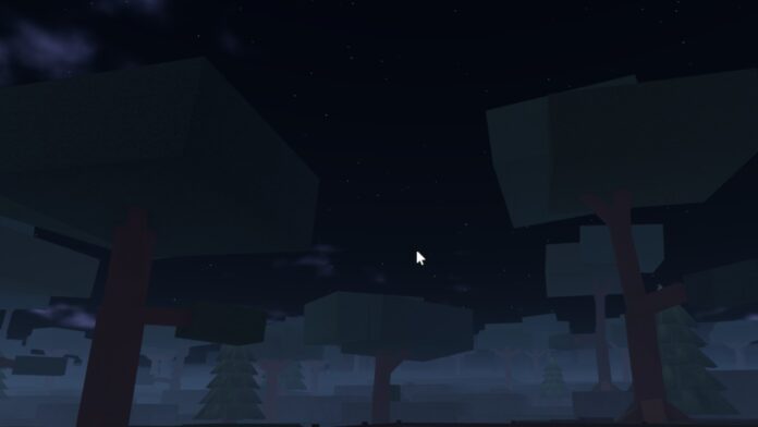 Feature image for our Clover Retribution Titles guide. It shows the woods in-game at night, under a starry sky.