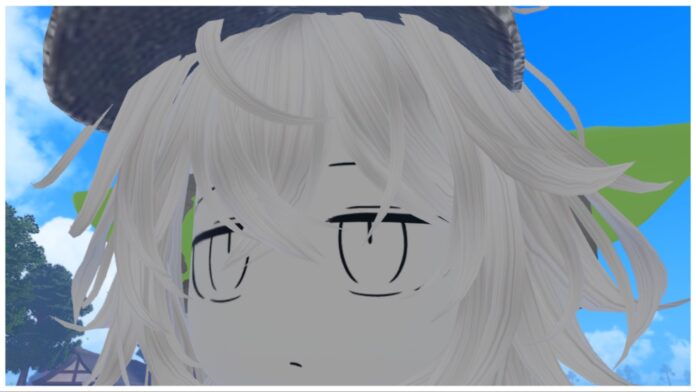 Feature image for our jujutsu piece race tier list showing an up-close face shot of my avatar who is pale with a confused expression. She has two green goblin ears poking from the side of her head