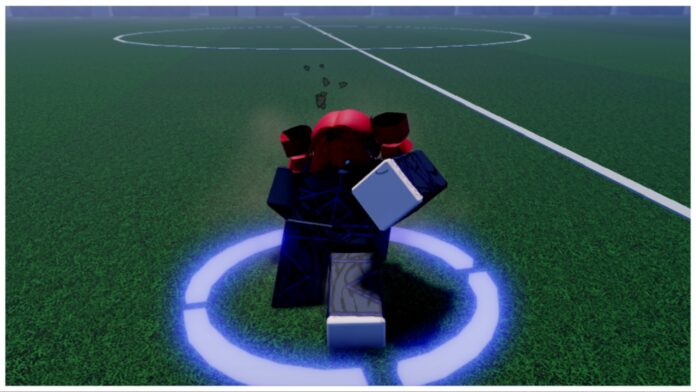 Feature image for our roblox skillful skills tier list showing a player sliding across a pitch in a dark blue uniform with dirt kicking up behind them.