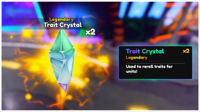 feature image for our anime reborn traits guide showing a crystal in spectate mode on the left side as it glistens with numerous colours with a firelike aura behind it