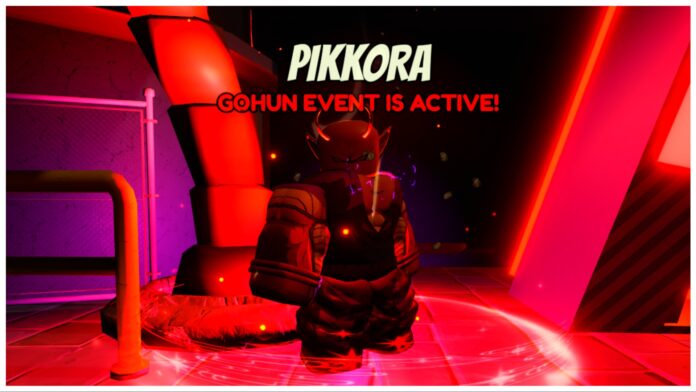 feature image for our anime reborn update 1 tier list showing the pikkora npc who is all red with a red electric aura shaking around his body as he stands still with a fierce expression on his face