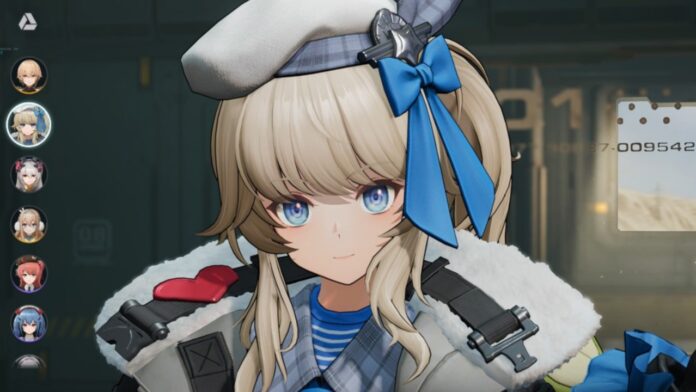 Feature image for our Girls Frontline 2 Tier List. Image shows a female character wearing a hat looking at the camera.