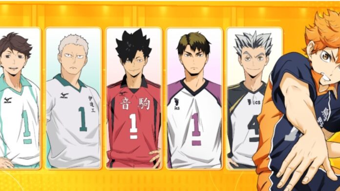 Feature image for our Haikyu Touch The Dream Tier List. Image shows five volleyball characters.