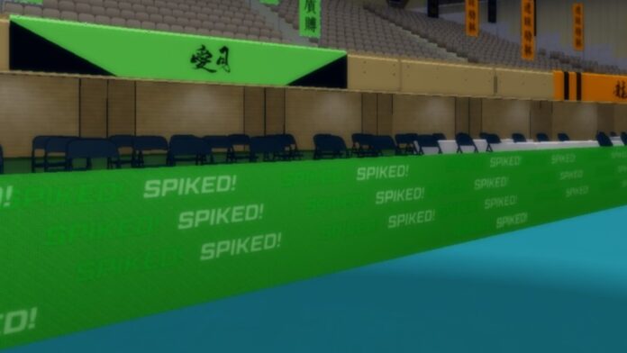 Feature image for our How To Hit Serves In Spiked guide. Image shows a seating area at a volleyball game.