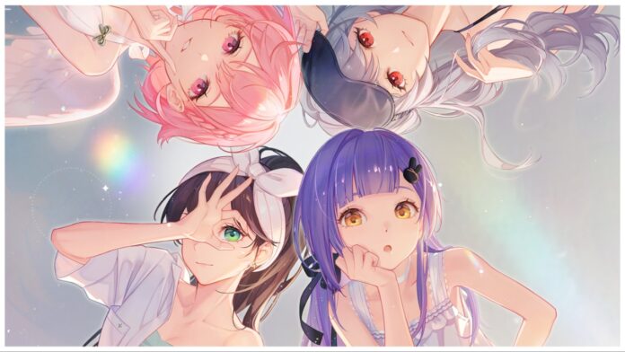 Feature image for our crazy ones codes guide showing the main 4 girls from a bottom-up view as they look down at the viewer with mixed expressions of happiness and awe.