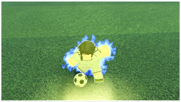 feature image for our lockover controls guide showing a player with a blue and yellow aura around their body as they control the ball and dash forwards towards the camera