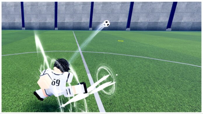 feature image for our lockover playstyles tier list showing a player from behind kicking a ball with white aura surrounding their foot