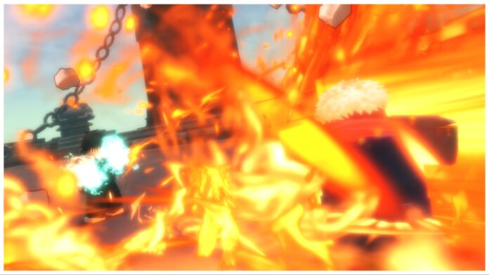 Feature image for our jujutsu odyssey clans guide showing yuji itadori and the player looking to each other as raging flames engulf them both from the heat of combat