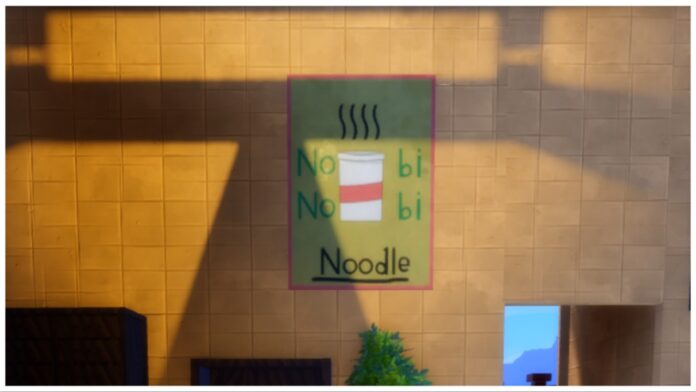 Feature image for our ninja time modes guide showing a poster on the wall advertising noodles