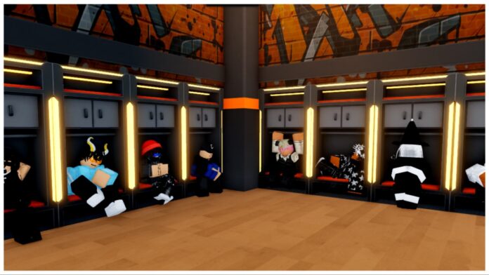 Feature image for our basketball zero styles tier list showing the lobby with a bunch of characters handing out in their own little cubbies