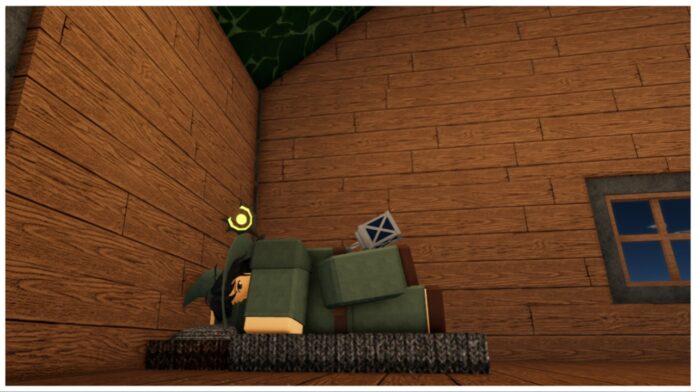 Feature image for our rune slayer best mage build guide showing a mage in green robes sleeping on a mat inside a wooden home